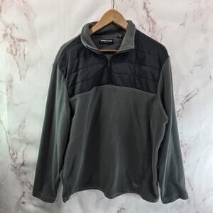 Kenneth Cole Pullover Mens Large Gray Black Fleece Quarter Zip